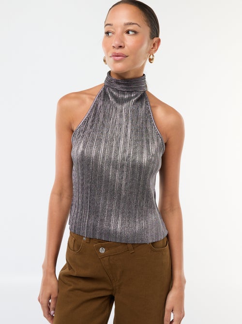 Mouwloze haltertop van plissétricot - Kiabi
