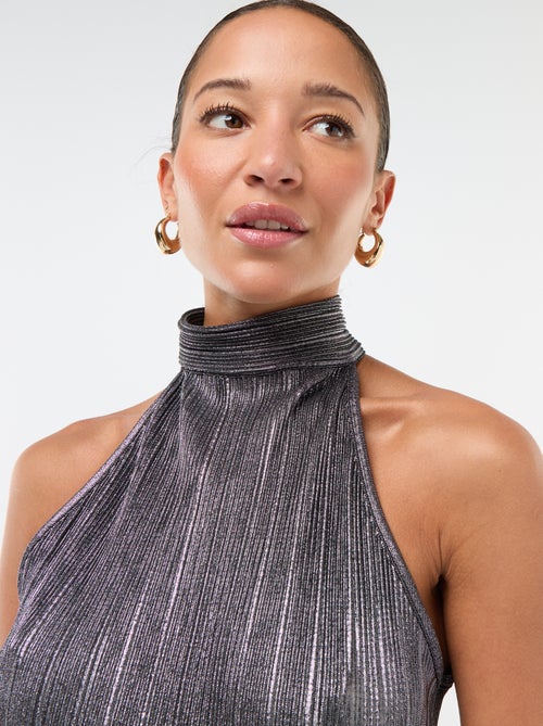 Mouwloze haltertop van plissétricot - Kiabi