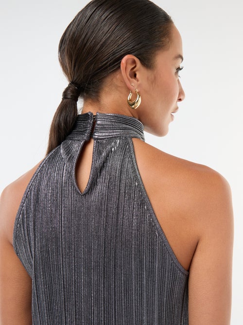 Mouwloze haltertop van plissétricot - Kiabi