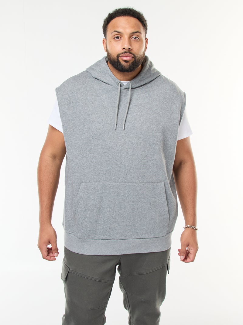 Mouwloze hoodie met kangoeroezak Grijs - Kiabi