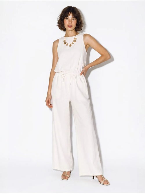 Mouwloze jumpsuit van katoen met wijde pijpen lucci - Kiabi