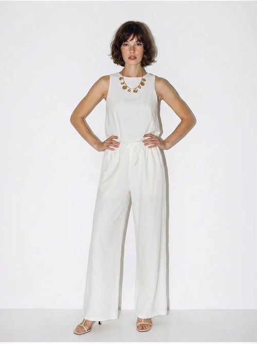 Mouwloze jumpsuit van katoen met wijde pijpen lucci - Kiabi