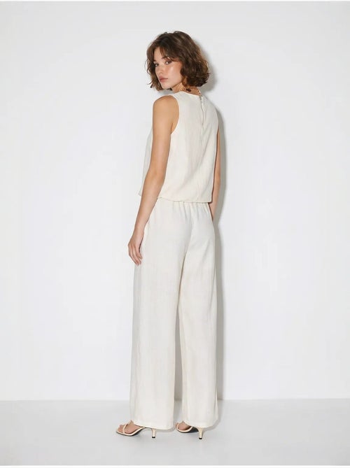 Mouwloze jumpsuit van katoen met wijde pijpen lucci - Kiabi