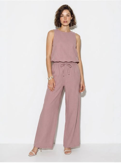 Mouwloze jumpsuit van katoen met wijde pijpen lucci - Kiabi
