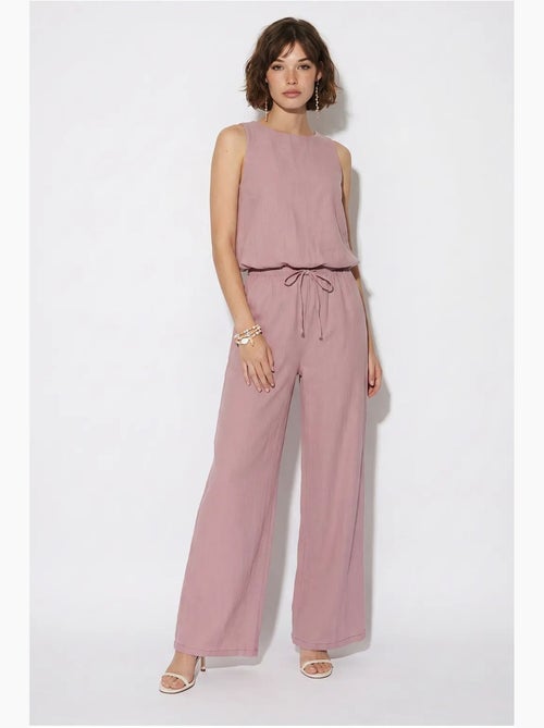 Mouwloze jumpsuit van katoen met wijde pijpen lucci - Kiabi