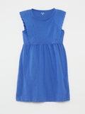 Mouwloze jurk met Engels kant blauw - Kiabi