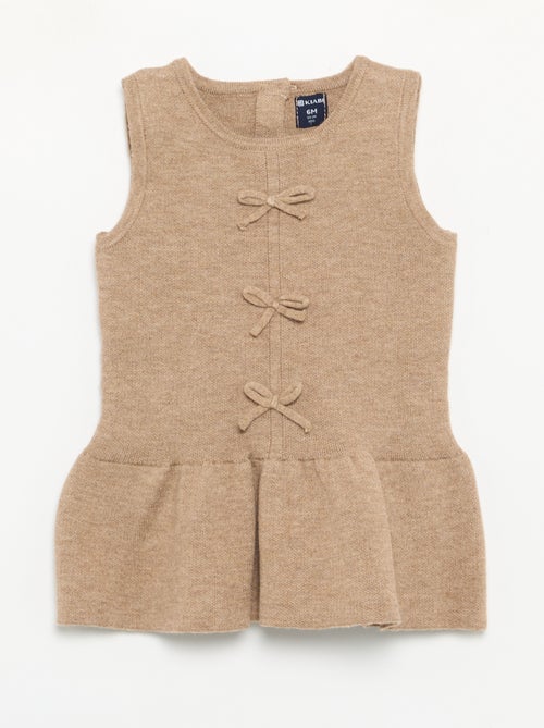 Mouwloze jurk van tricot met strikjes - Kiabi
