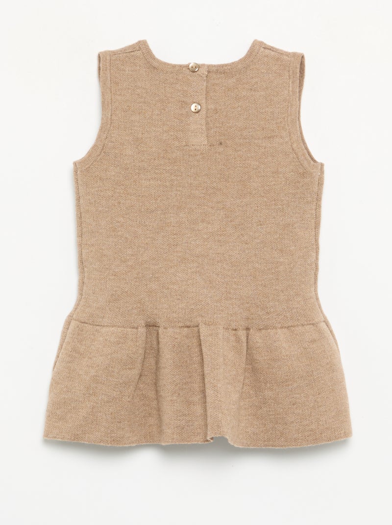 Mouwloze jurk van tricot met strikjes Biege - Kiabi