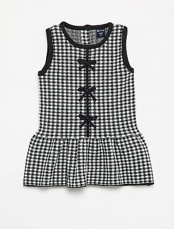 Mouwloze jurk van tricot met strikjes