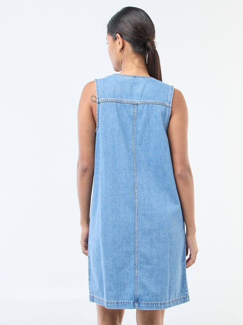 Mouwloze, katoenen spijkerjurk Blauw - Kiabi