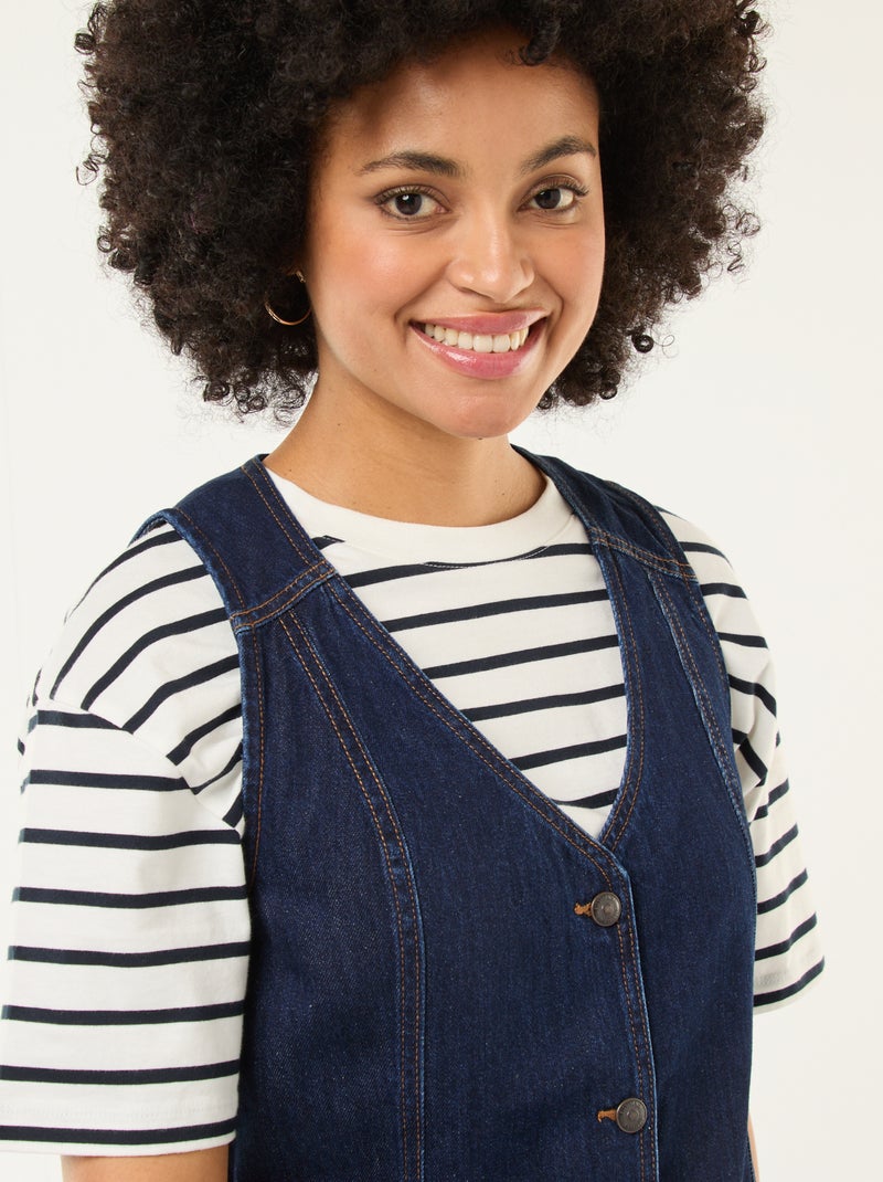 Mouwloze, katoenen spijkerjurk Blauw - Kiabi