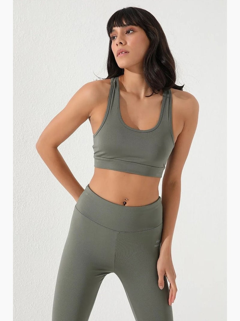 Mouwloze, korte, nauwsluitende sporttop tommy Kaki - Kiabi