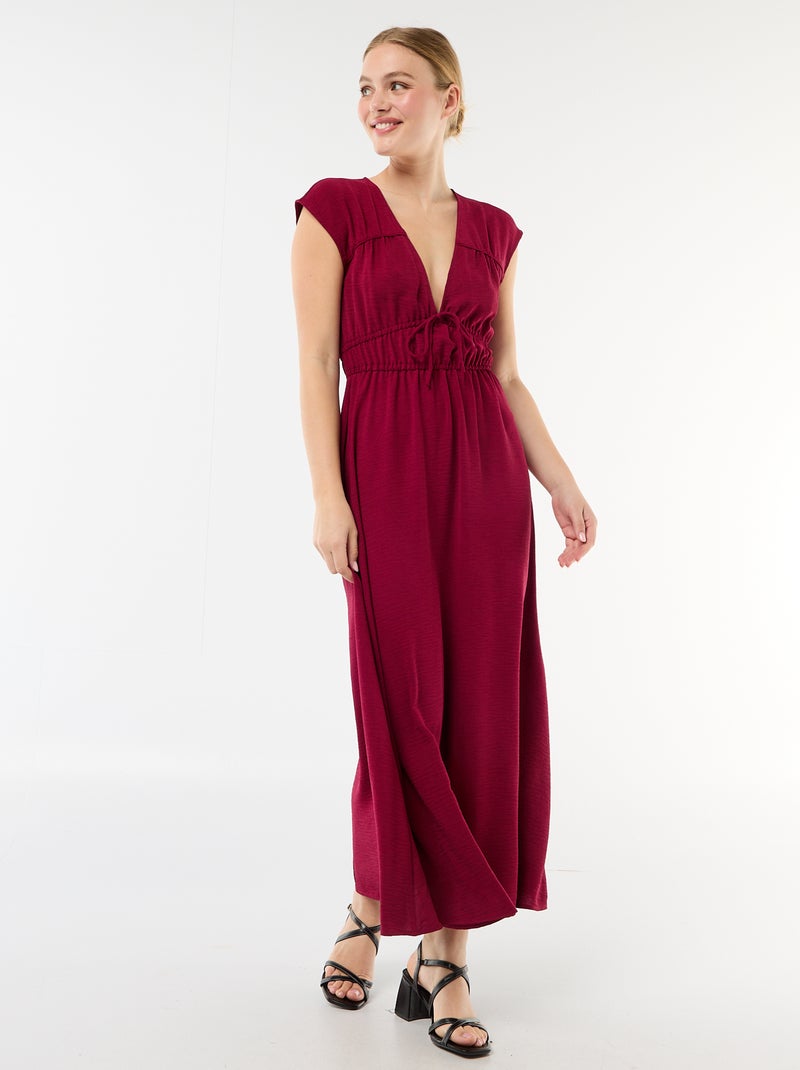 Mouwloze lange jurk met knoop Rood - Kiabi