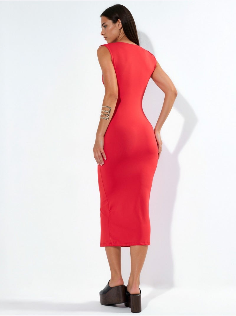 Mouwloze maxi-jurk busem Rood - Kiabi