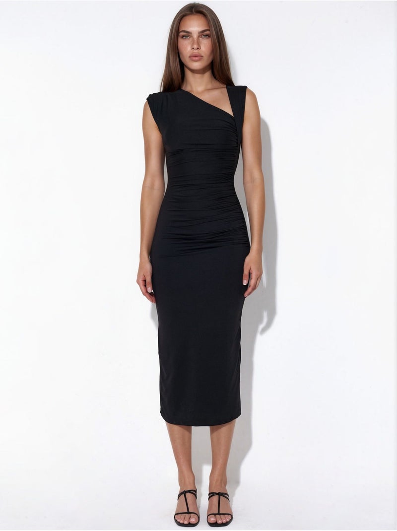Mouwloze maxi-jurk busem Zwart - Kiabi
