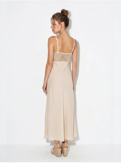 Mouwloze maxi-jurk met a-lijn en kantdetail lucci - Kiabi
