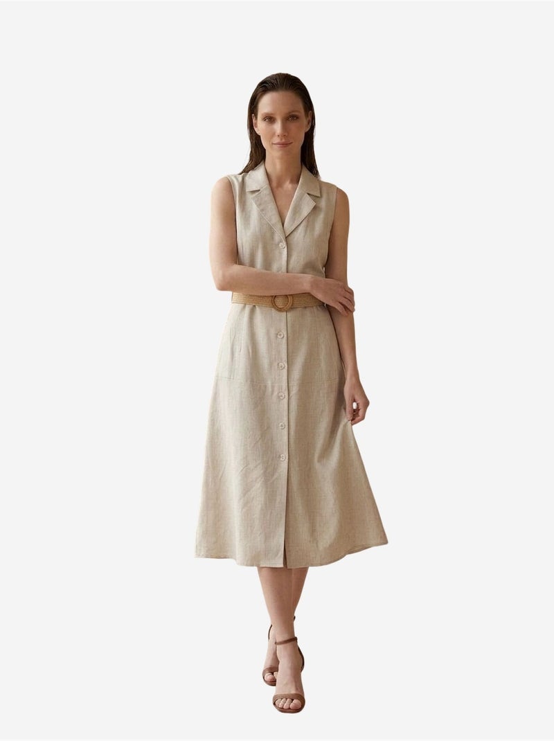 Mouwloze midi blousejurk my fashion Natuurlijk beige - Kiabi