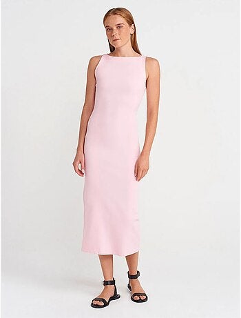 Mouwloze midi bodyconjurk met split dilvin