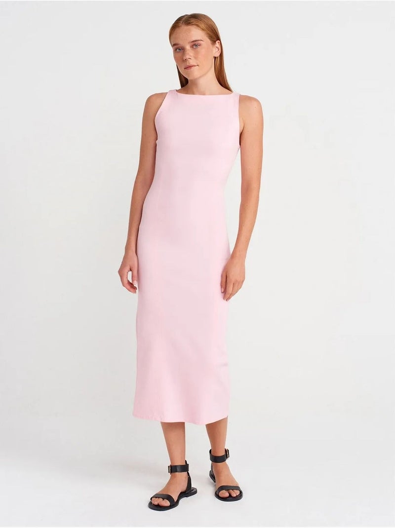 Mouwloze midi bodyconjurk met split dilvin Lichtroze - Kiabi
