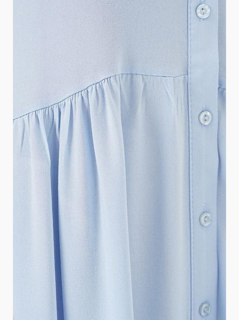 Mouwloze midi-jurk met knopen en overhemdkraag bdart Lichtblauw - Kiabi