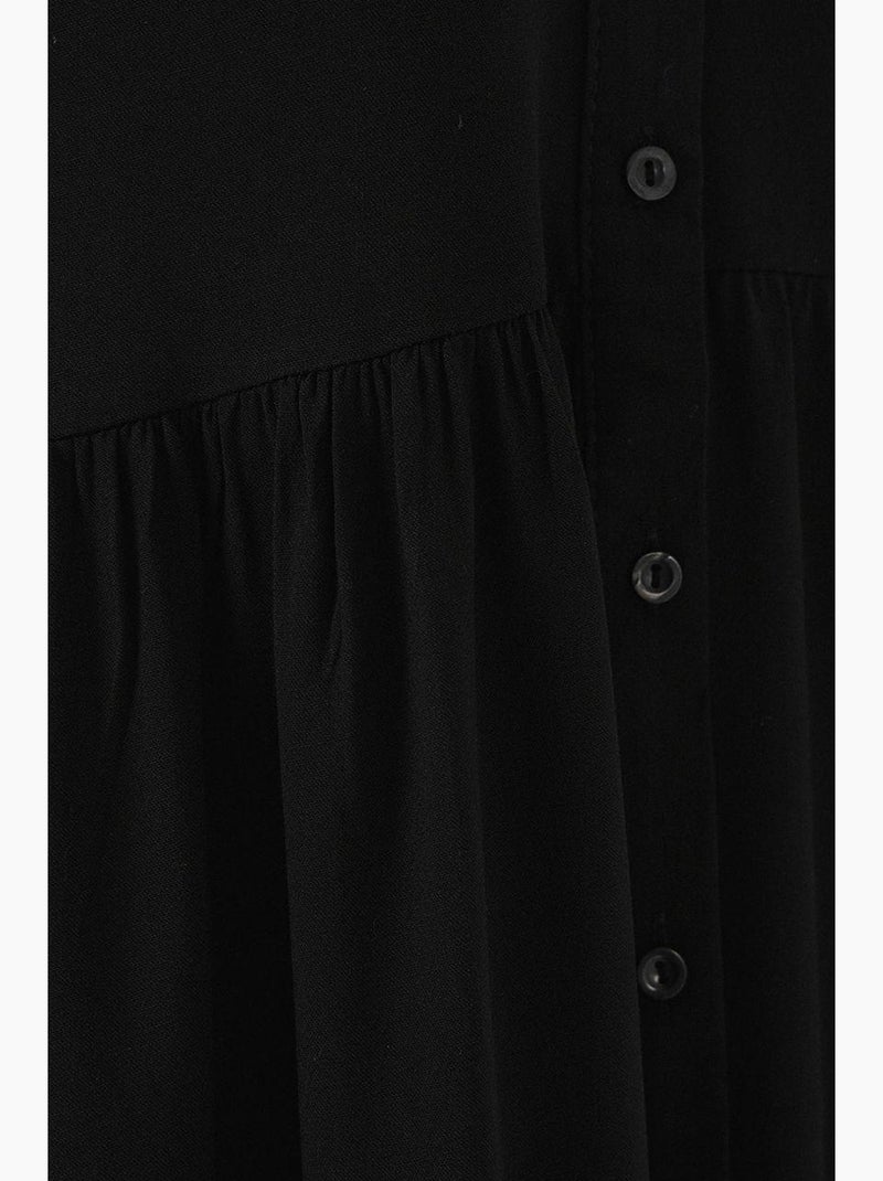 Mouwloze midi-jurk met knopen en overhemdkraag bdart Zwart - Kiabi