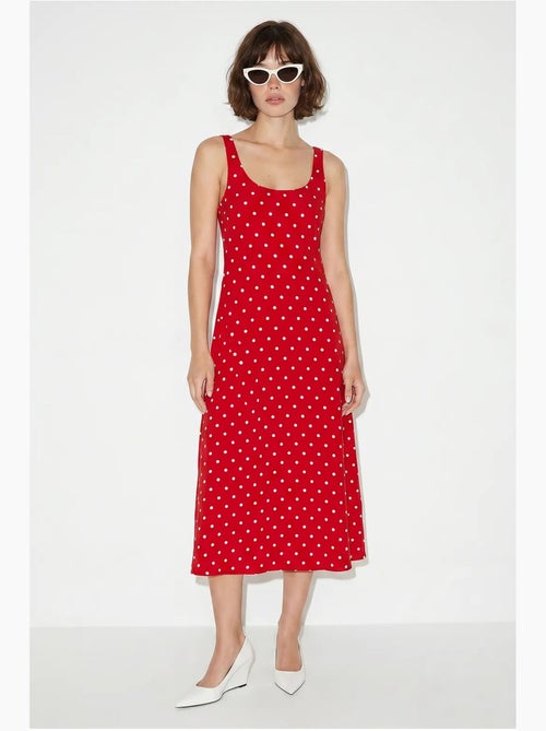 Mouwloze midi-jurk met stippen en strikdetail lucci - Kiabi Mouwloze midi-jurk met stippen en strikdetail lucci - Kiabi