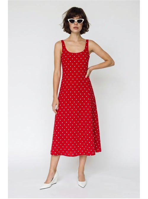 Mouwloze midi-jurk met stippen en strikdetail lucci - Kiabi Mouwloze midi-jurk met stippen en strikdetail lucci - Kiabi