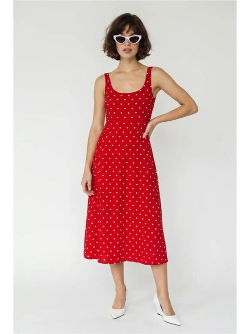 Mouwloze midi-jurk met stippen en strikdetail lucci - Kiabi Mouwloze midi-jurk met stippen en strikdetail lucci - Kiabi