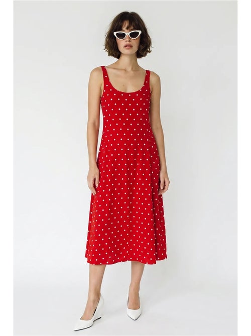 Mouwloze midi-jurk met stippen en strikdetail lucci - Kiabi Mouwloze midi-jurk met stippen en strikdetail lucci - Kiabi