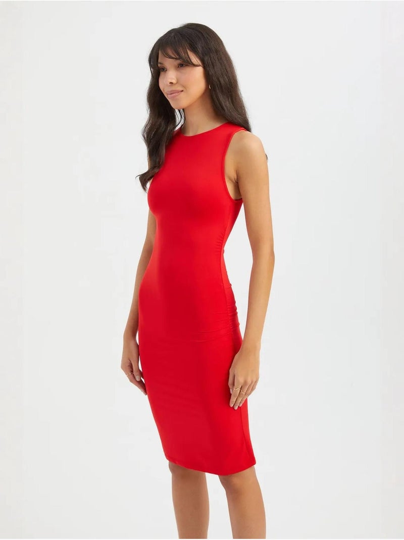 Mouwloze mini-bodyconjurk met ronde hals hiccup Rood - Kiabi