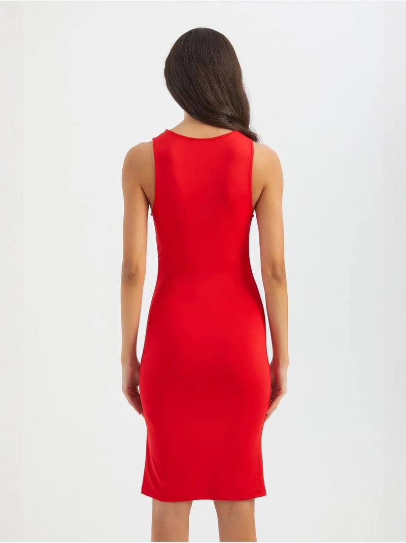 Mouwloze mini-bodyconjurk met ronde hals hiccup Rood - Kiabi