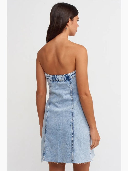 Mouwloze mini denimjurk zonder bandjes dilvin - Kiabi