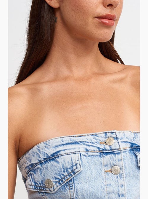 Mouwloze mini denimjurk zonder bandjes dilvin - Kiabi
