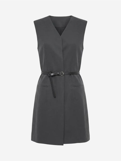 Mouwloze mini shiftjurk met v-hals en ceintuur my fashion - Kiabi Mouwloze mini shiftjurk met v-hals en ceintuur my fashion - Kiabi
