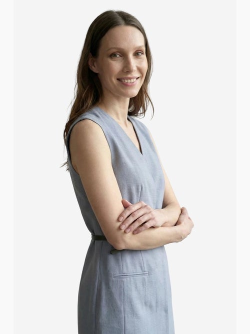 Mouwloze mini shiftjurk met v-hals en ceintuur my fashion - Kiabi Mouwloze mini shiftjurk met v-hals en ceintuur my fashion - Kiabi