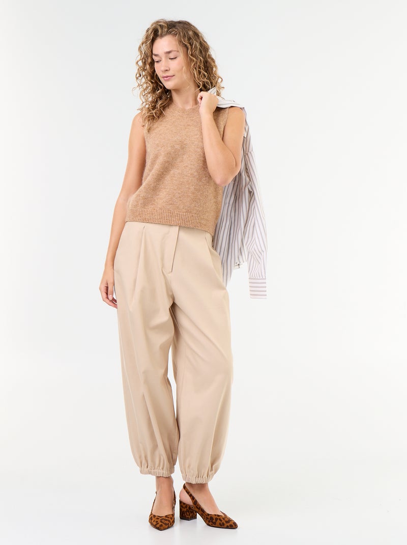 Mouwloze mohair trui Biege - Kiabi