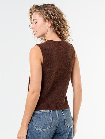 Mouwloze mohair trui