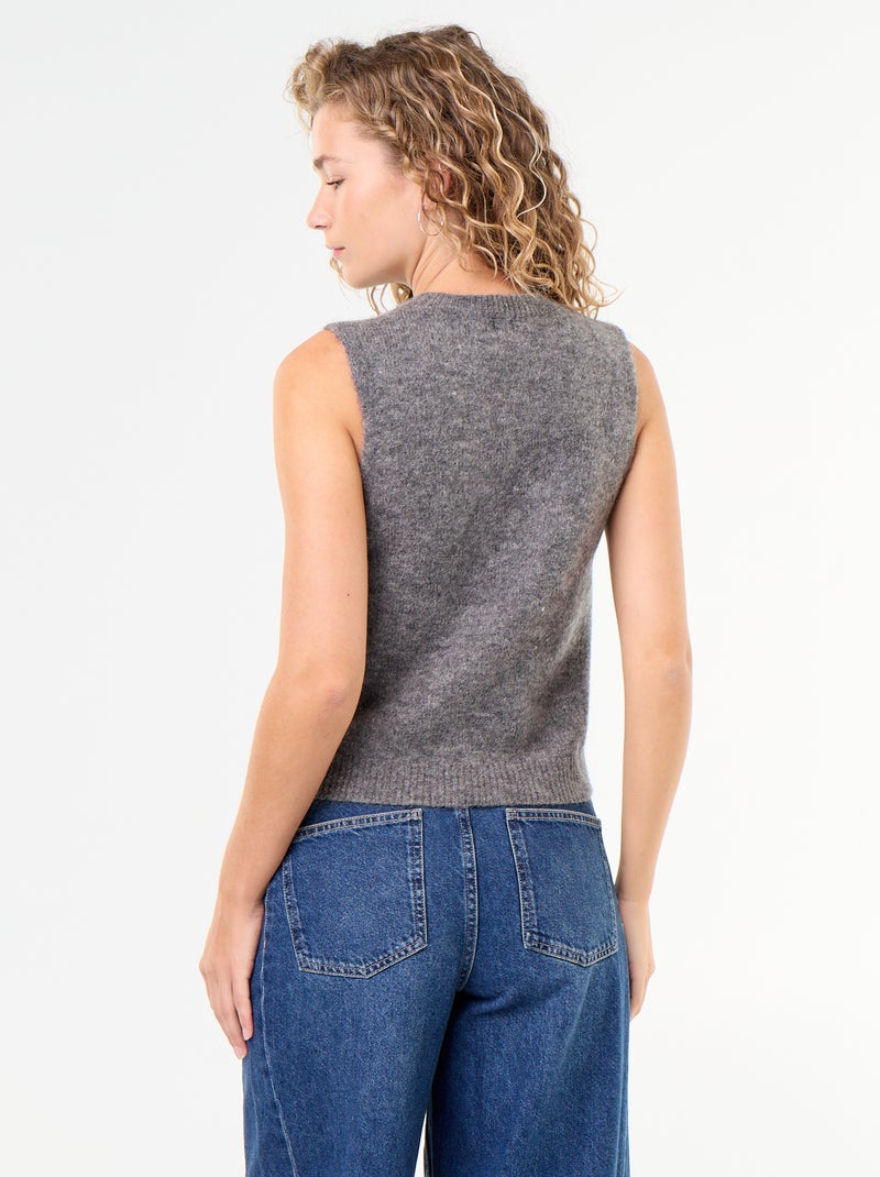 Mouwloze mohair trui Grijs - Kiabi