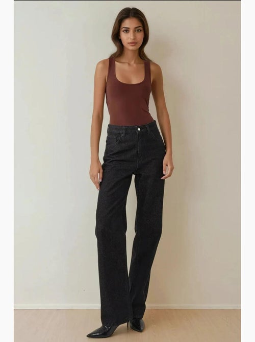 Mouwloze, nauwsluitende gebreide tanktop met ronde hals hiccup - Kiabi