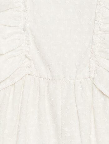 Mouwloze playsuit van broderie anglaise met volants