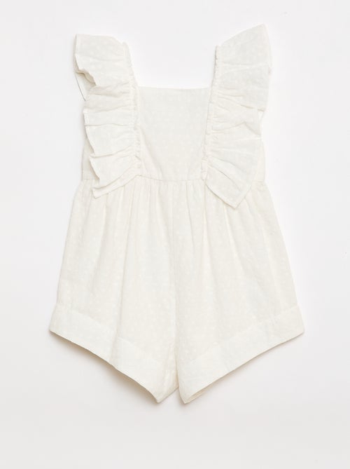 Mouwloze playsuit van broderie anglaise met volants - Kiabi