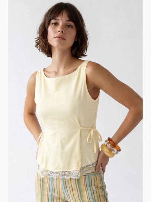 Mouwloze poplin blouse met striksluiting mixray - Kiabi