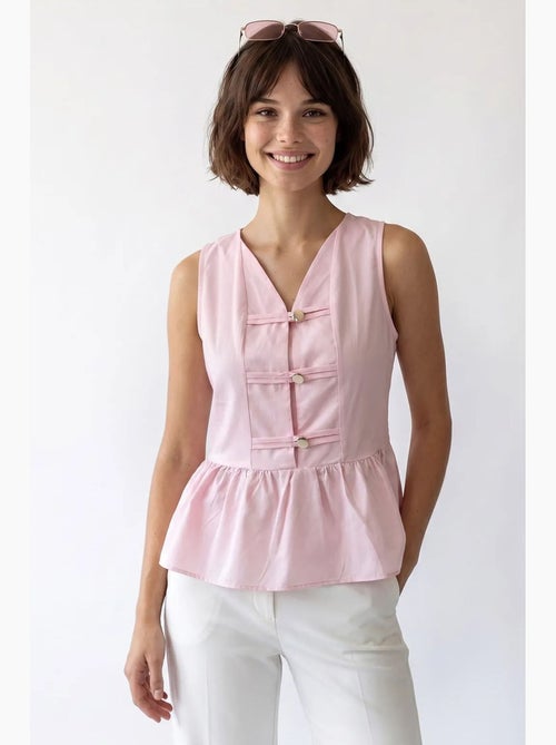 Mouwloze poplin peplumblouse mixray - Kiabi