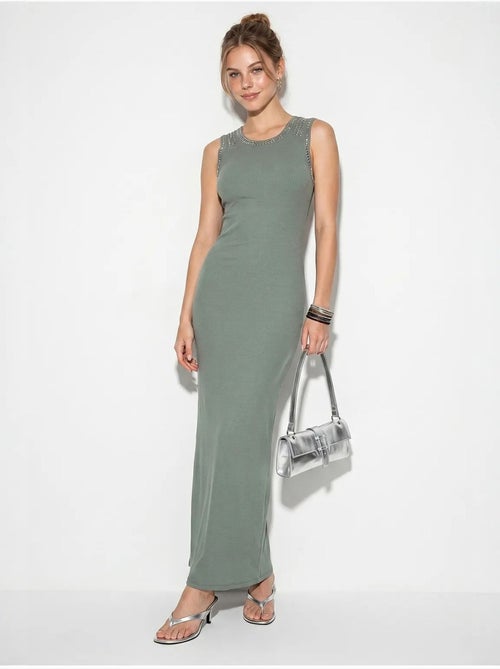 Mouwloze ribgebreide bodycon maxi-jurk lucci - Kiabi Mouwloze ribgebreide bodycon maxi-jurk lucci - Kiabi