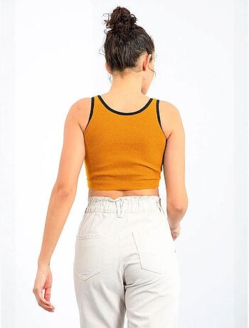 Mouwloze ribgebreide crop top tommy