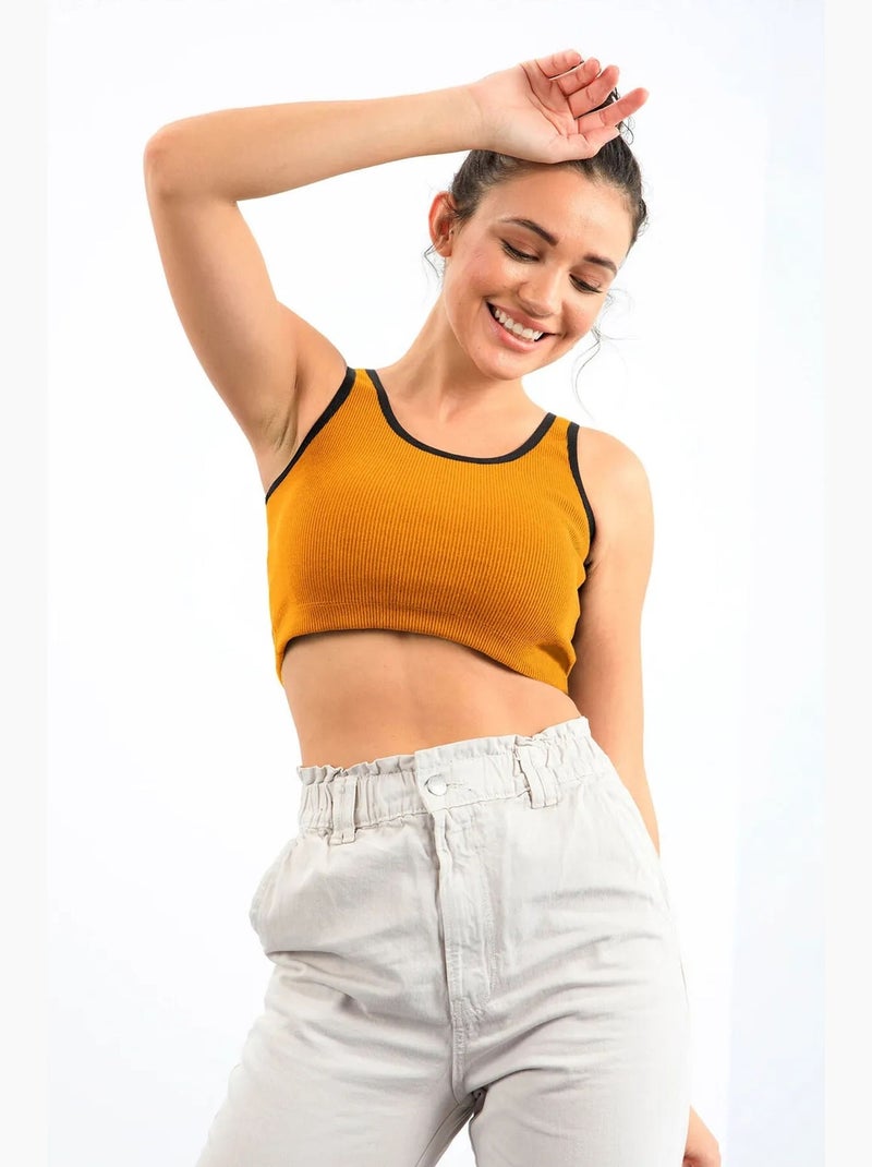Mouwloze ribgebreide crop top tommy Amber - Kiabi