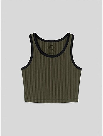 Mouwloze ribgebreide crop top tommy