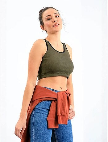 Mouwloze ribgebreide crop top tommy