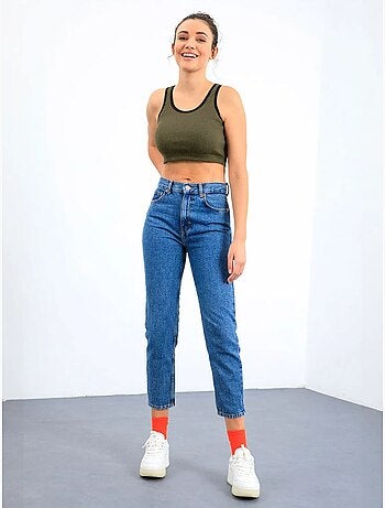 Mouwloze ribgebreide crop top tommy