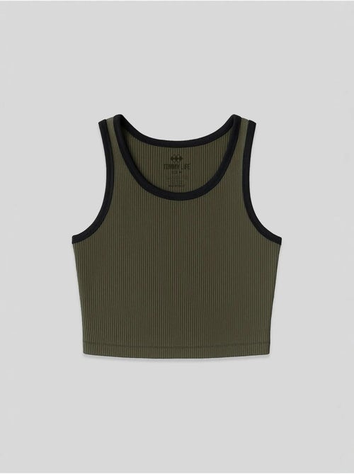 Mouwloze ribgebreide crop top tommy - Kiabi